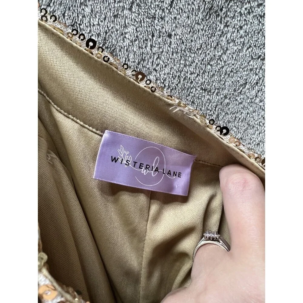 Wisteria Lane women's Small sequin pants GOLD shimmer Shine Performance￼ Dance - Picture 7 of 8